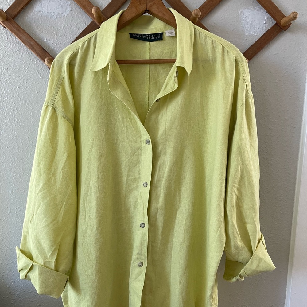 Linen Blend Button Down Blouse